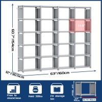 Mavivegue 20 Cube Book Shelf Storage Organizer Large Diy Bookcase Metal Cube Bookshelf Cubbies Closet Storage Organizer Shel