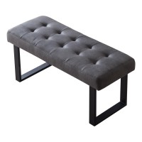 Jiexi 492In Upholstered Quality Cloth Fabrics Bench With Metal Leg Button Tufted Design Footstool Waiting Bedroom Room Recept