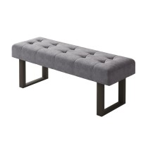 Jiexi 492In Upholstered Quality Cloth Fabrics Bench With Metal Leg Button Tufted Design Footstool Waiting Bedroom Room Recept