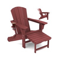 Kingyes Folding Adjustable Adirondack Chair With Ottoman Red