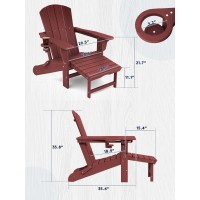 Kingyes Folding Adjustable Adirondack Chair With Ottoman Red