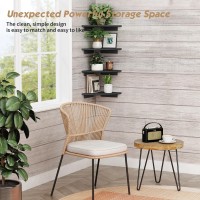 Forbena Black Floating Corner Bookshelf For Wall Set Of 4 Large Corner Plant Shelves For Living Room Rustic Rounded Corner Boo