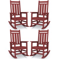 Kingyes Outdoor Patio Rocking Chair Set Of 4 Red