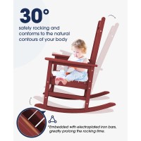 Kingyes Outdoor Patio Rocking Chair Set Of 4 Red