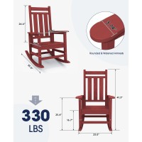 Kingyes Outdoor Patio Rocking Chair Set Of 4 Red