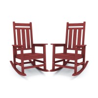 Kingyes Outdoor Patio Rocking Chair Set Of 2 Red