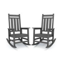 Kingyes Outdoor Patio Rocking Chair Set Of 2 Gray