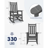 Kingyes Outdoor Patio Rocking Chair Set Of 2 Gray