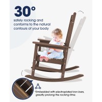 Kingyes Outdoor Patio Rocking Chair Set Of 2 Brown