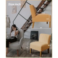 Armless Accent Chairs Set Of 2 For Living Room Modern Slipper Chair Living Room Chairs With Solid Wood Legs Makeup Vanity Chair