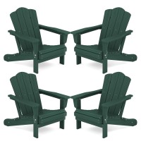 Kingyes Folding Adirondack Chair Set Of 4 Hdpe Allweather Folding Adirondack Chair Green