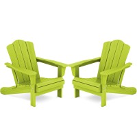 Kingyes Folding Adirondack Chair Set Of 2 Hdpe Allweather Folding Adirondack Chair Apple