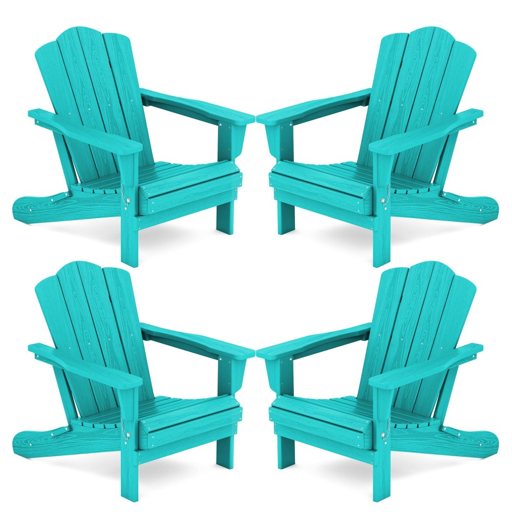 Kingyes Folding Adirondack Chair Set Of 4 Hdpe Allweather Folding Adirondack Chair Aruba