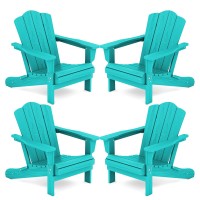 Kingyes Folding Adirondack Chair Set Of 4 Hdpe Allweather Folding Adirondack Chair Aruba