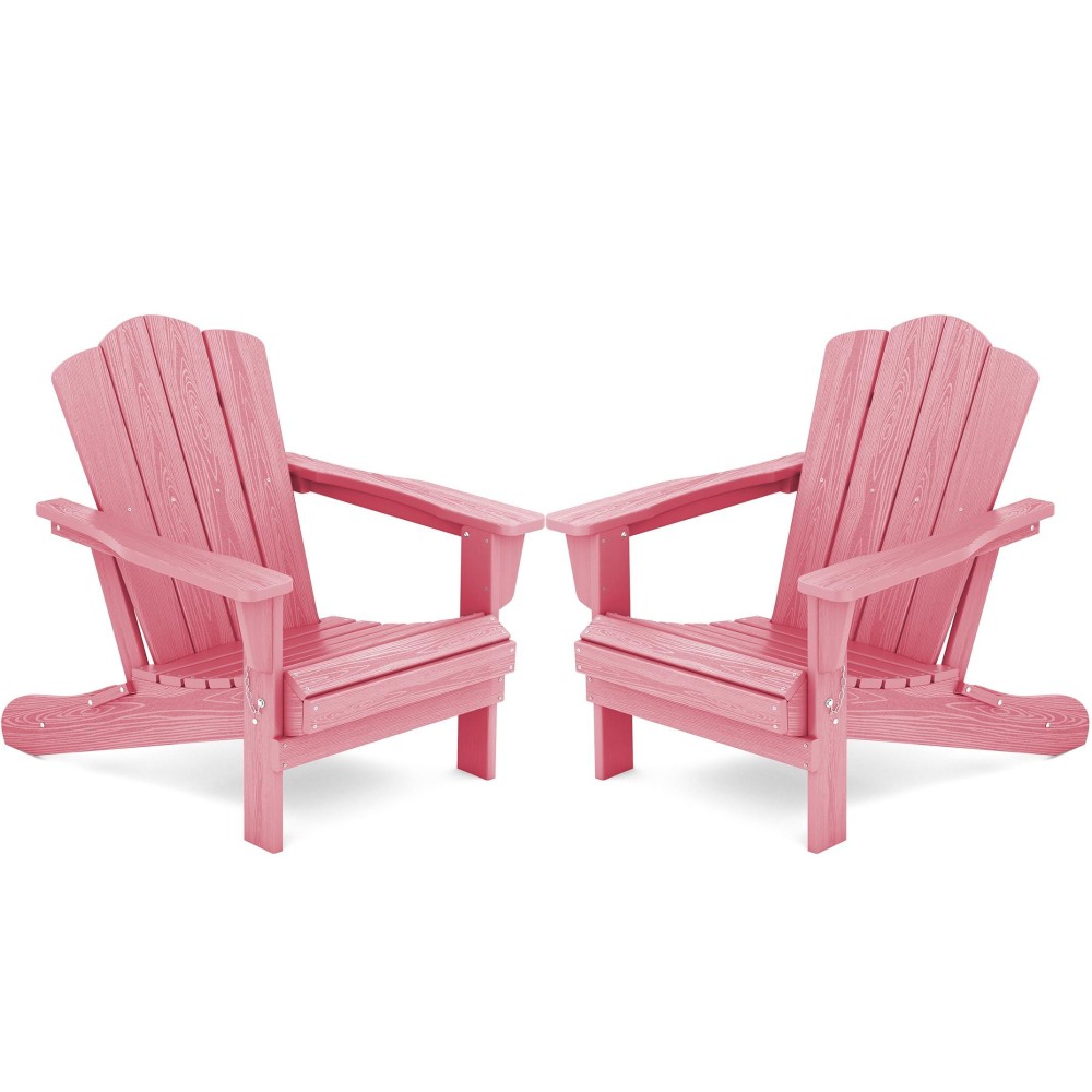 Kingyes Folding Adirondack Chair Set Of 2 Hdpe Allweather Folding Adirondack Chair Light Pink