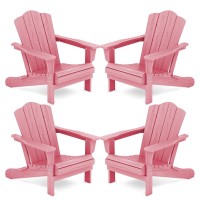 Kingyes Folding Adirondack Chair Set Of 4 Hdpe Allweather Folding Adirondack Chair Light Pink