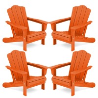 Kingyes Folding Adirondack Chair Set Of 4 Hdpe Allweather Folding Adirondack Chair Orange