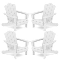 Kingyes Folding Adirondack Chair Set Of 4 Hdpe Allweather Folding Adirondack Chair White