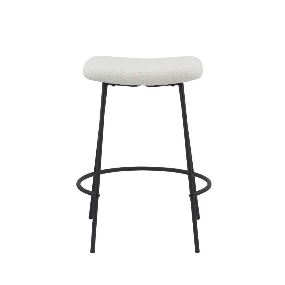 Neos Modern Furniture Gray Teddy Fabric 25.5''H Stool With Metal Leg, Set Of 2