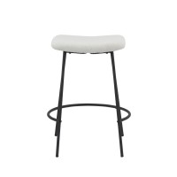 Neos Modern Furniture Gray Teddy Fabric 25.5''H Stool With Metal Leg, Set Of 2