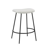 Neos Modern Furniture Gray Teddy Fabric 25.5''H Stool With Metal Leg, Set Of 2