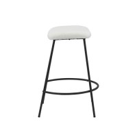 Neos Modern Furniture Gray Teddy Fabric 25.5''H Stool With Metal Leg, Set Of 2