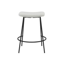 Neos Modern Furniture Gray Teddy Fabric 25.5''H Stool With Metal Leg, Set Of 2