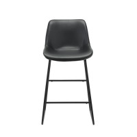 Neos Modern Furniture Black Pu 26''H Bar Stool With Metal Leg, Set Of 2