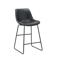 Neos Modern Furniture Black Pu 26''H Bar Stool With Metal Leg, Set Of 2