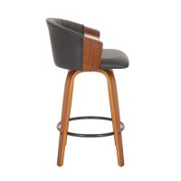 Neos Modern Furniture 26'' H Black Pu Stool With Wood Leg, Set Of 2