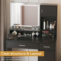 Mirrotowel Vanity Desk With Mirror And Led Light Strip Dressing Table With Large Drawer 3 Level Storage Dresser 3 Lighting Mo