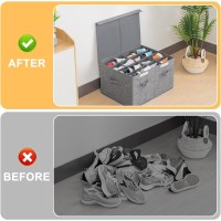 Shoe Storage Organizer For Closet Fits 16 Pairs Large Shoe Storage Box Bins Containers With Lid And Adjustable Dividers For Sho