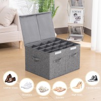 Shoe Storage Organizer For Closet Fits 16 Pairs Large Shoe Storage Box Bins Containers With Lid And Adjustable Dividers For Sho