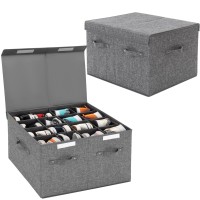 2 Pack Shoe Organizer For Closet Fits 32 Pairs Large Shoe Storage Box Bins Containers With Lid And Adjustable Dividers For Shoe