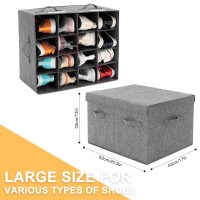 2 Pack Shoe Organizer For Closet Fits 32 Pairs Large Shoe Storage Box Bins Containers With Lid And Adjustable Dividers For Shoe