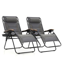 Maison Arts Oversized Xxl Padded Zero Gravity Lounge Chairs Set Of 2 30 Wide Seat Anti Gravity Lawn Chairs Foldable Recliners