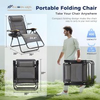 Maison Arts Oversized Xxl Padded Zero Gravity Lounge Chair 30 Wide Seat Anti Gravity Lawn Chair Foldable Recliner Outdoor Camp