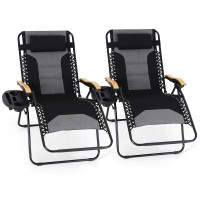 Maison Arts Oversized Xxl Padded Zero Gravity Lounge Chairs Set Of 2 30 Wide Seat Anti Gravity Lawn Chairs Foldable Recliners