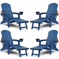 Yefu Folding Adirondack Chair Adjustable Backrest Adirondack Chairs Set Of 4 Adirondack Retractable Ottoman Weather Resistant