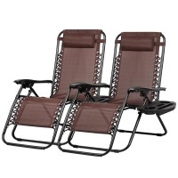 Nazhura Set Of 2 Relaxing Recliners Patio Chairs Adjustable Steel Mesh Zero Gravity Lounge Chair Beach Chairs With Pillow And Cu