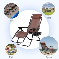 Nazhura Set Of 2 Relaxing Recliners Patio Chairs Adjustable Steel Mesh Zero Gravity Lounge Chair Beach Chairs With Pillow And Cu