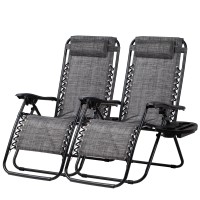 Nazhura Set Of 2 Relaxing Recliners Patio Chairs Adjustable Steel Mesh Zero Gravity Lounge Chair Beach Chairs With Pillow And Cu