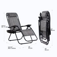 Nazhura Set Of 2 Relaxing Recliners Patio Chairs Adjustable Steel Mesh Zero Gravity Lounge Chair Beach Chairs With Pillow And Cu