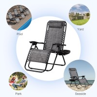 Nazhura Set Of 2 Relaxing Recliners Patio Chairs Adjustable Steel Mesh Zero Gravity Lounge Chair Beach Chairs With Pillow And Cu