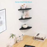 Joiishom Corner Wall Shelf Set Of 3 Floating Corner Shelves For Wall Rustic Wood Wall Storage Display Shelves For Living Room