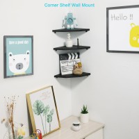 Joiishom Corner Wall Shelf Set Of 3 Floating Corner Shelves For Wall Rustic Wood Wall Storage Display Shelves For Living Room