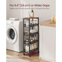 Vasagle Slim Rolling Cart 5Tier Storage Cart Narrow Cart With Handle 87 Inches Deep Metal Frame For Kitchen Dining Room