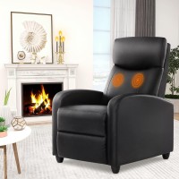 Sweetcrispy Recliner Chair For Adults, Massage Pu Leather Small Recliner Home Theater Seating With Lumbar Support, Modern Reclining Chair With Padded Seat Backrest, Living Room (Light Black)