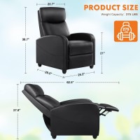 Sweetcrispy Recliner Chair For Adults, Massage Pu Leather Small Recliner Home Theater Seating With Lumbar Support, Modern Reclining Chair With Padded Seat Backrest, Living Room (Light Black)