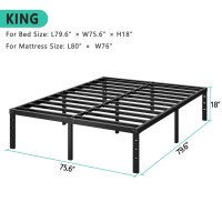 Hlipha Metal Platform Bed Frame 18 Inch Tall Bed No Box Spring Needed King Size Bed With Heavy Duty Strong Support Slats Easy To